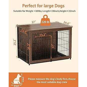 Megidok Wooden Dog Crate Furniture with Cushion Dog Crate End Table with Tray - Nail Gallerys