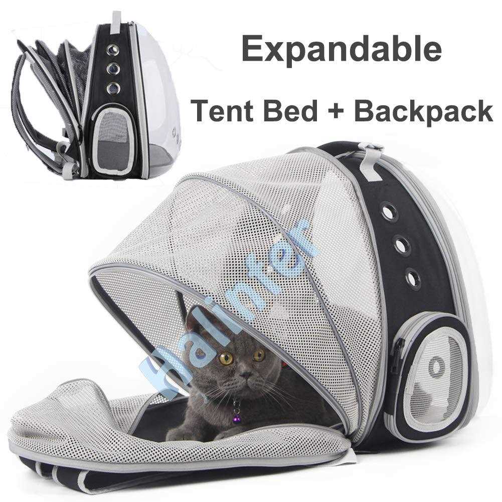 halinfer Front Expandable Cat Backpack Carrier, Fit up to 20 lbs, Space Capsule Bubble Window Pet Carrier Backpack for Large Fat Cat and Small Puppy - Nail Gallerys
