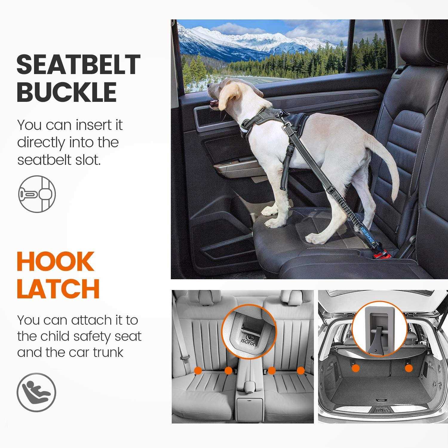 IOKHEIRA Dog Seat Belt Car Harness Seatbelt Car Reflective Bungee - Nail Gallerys