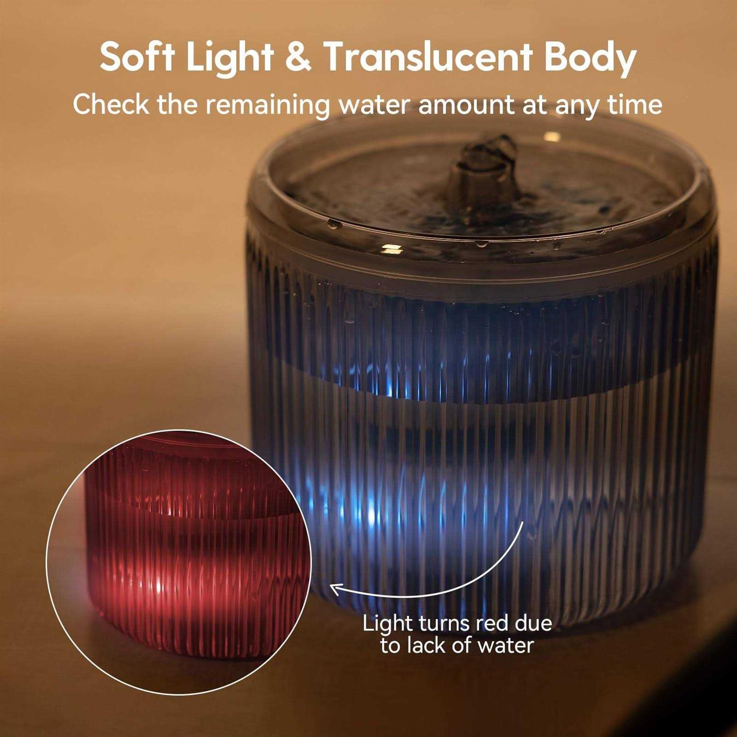 Cat Water Fountain with LED Light 88oz/2.6L No Pawblems Ultra Quiet Pet Water Fountain with 2 Flow Modes - Nail Gallerys