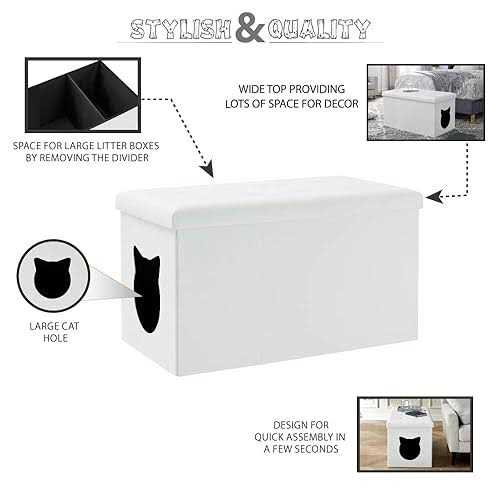 Sweet Barks Designer Cat Litter Box Enclosure Hidden Washroom Bench Ottoman - Nail Gallerys
