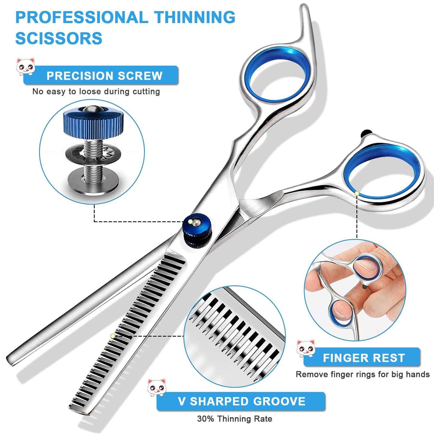 Gimars Professional 6 in 1 Dog Grooming Scissors 4CR Stainless Steel with Safety Round Tip - Nail Gallerys