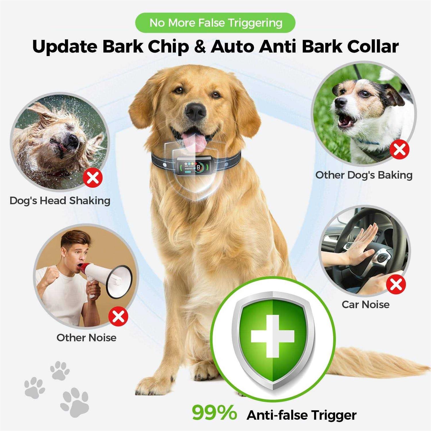Greemoor AI Dog Bark Collar with Flashing Light,Beep,Vibration,and Optional Shock,Rechargeable Anti-Bark Collar with 6 Adjustable Sensitivity - Nail Gallerys