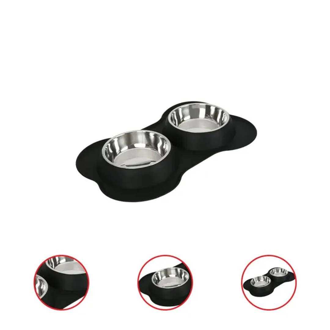 Vibrant Life Double Dog Bowls with Bone Shaped Mat Diner Set - Nail Gallerys