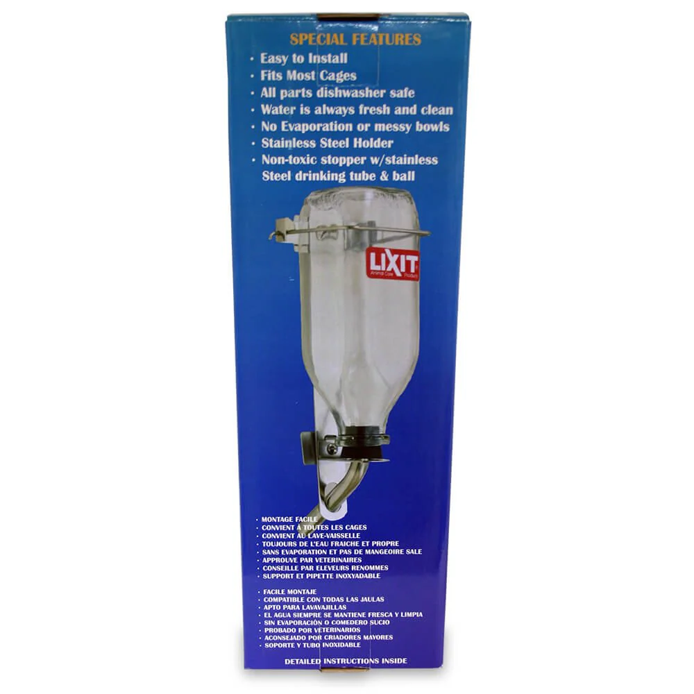 Lixit Glass Water Bottle, 32 oz with Tube - Nail Gallerys