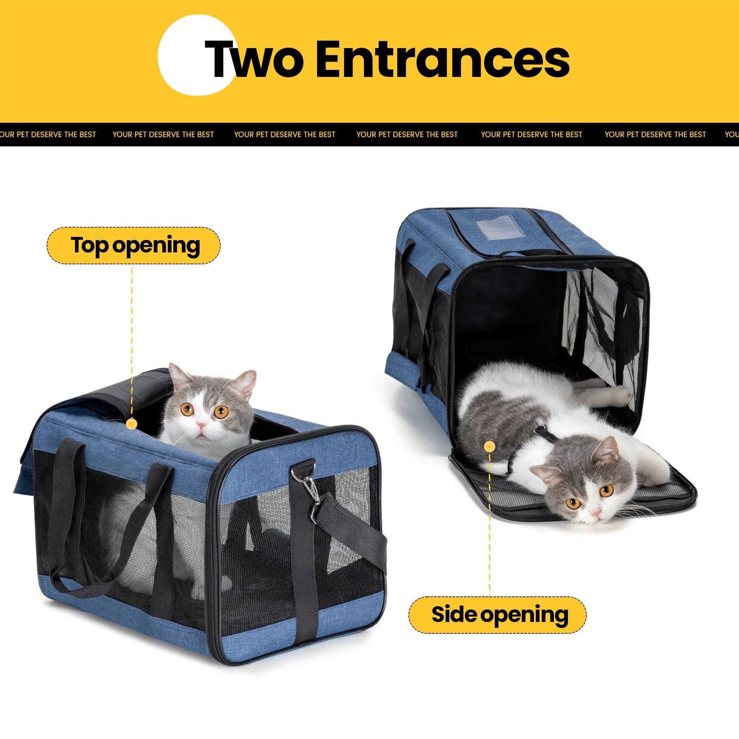 Conlun Cat Carrier Airline Approved Soft-Sided Dog Carrier with Inner Safety Leash - Nail Gallerys