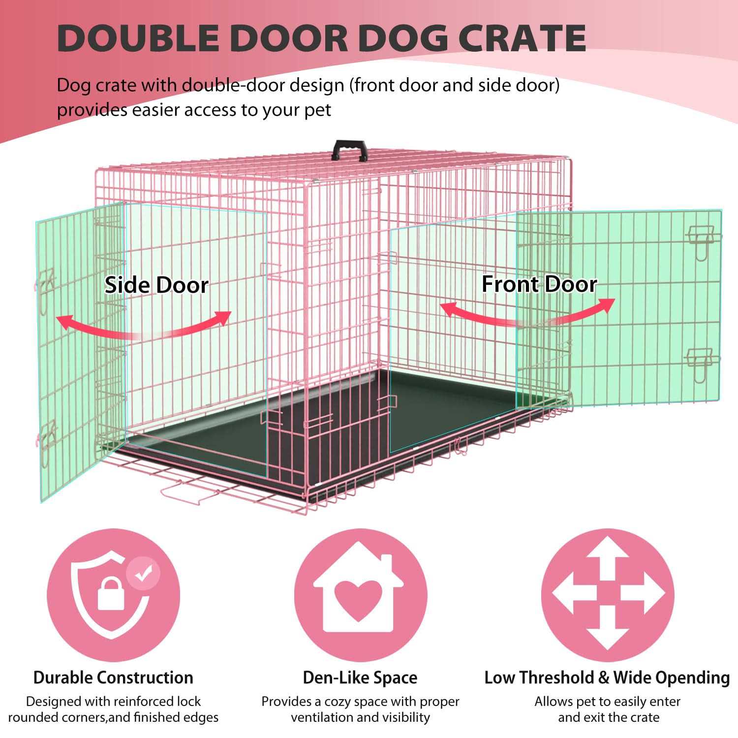 bestpet 24,30,36,42,48 Inch Dog Crates for Large Dogs Folding Mental Wire Crates Dog Kennels Outdoor and Indoor Pet Dog Cage Crate with Double-Door - Nail Gallerys