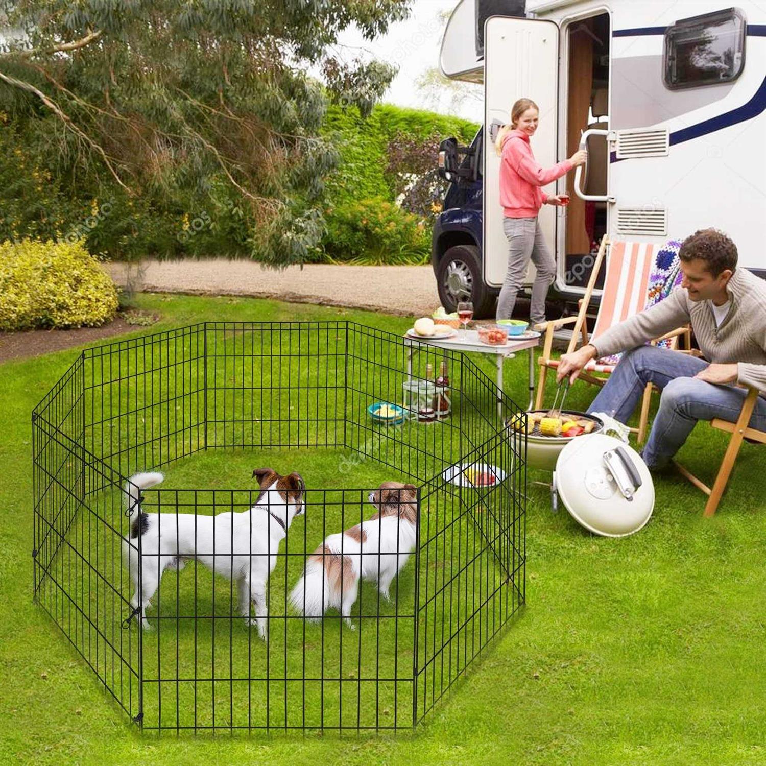 Pet Republic 2430364248 Inch Pet Playpen Puppy Playpen Dog Exercise Pen Indoor Outdoor Folding Dog Fence for Small Animals 8 Panel - Nail Gallerys