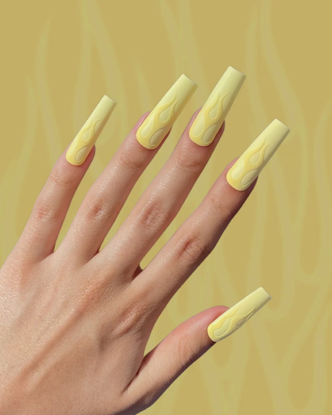 Baby Yellow Velvety Flames - Nail Gallerys