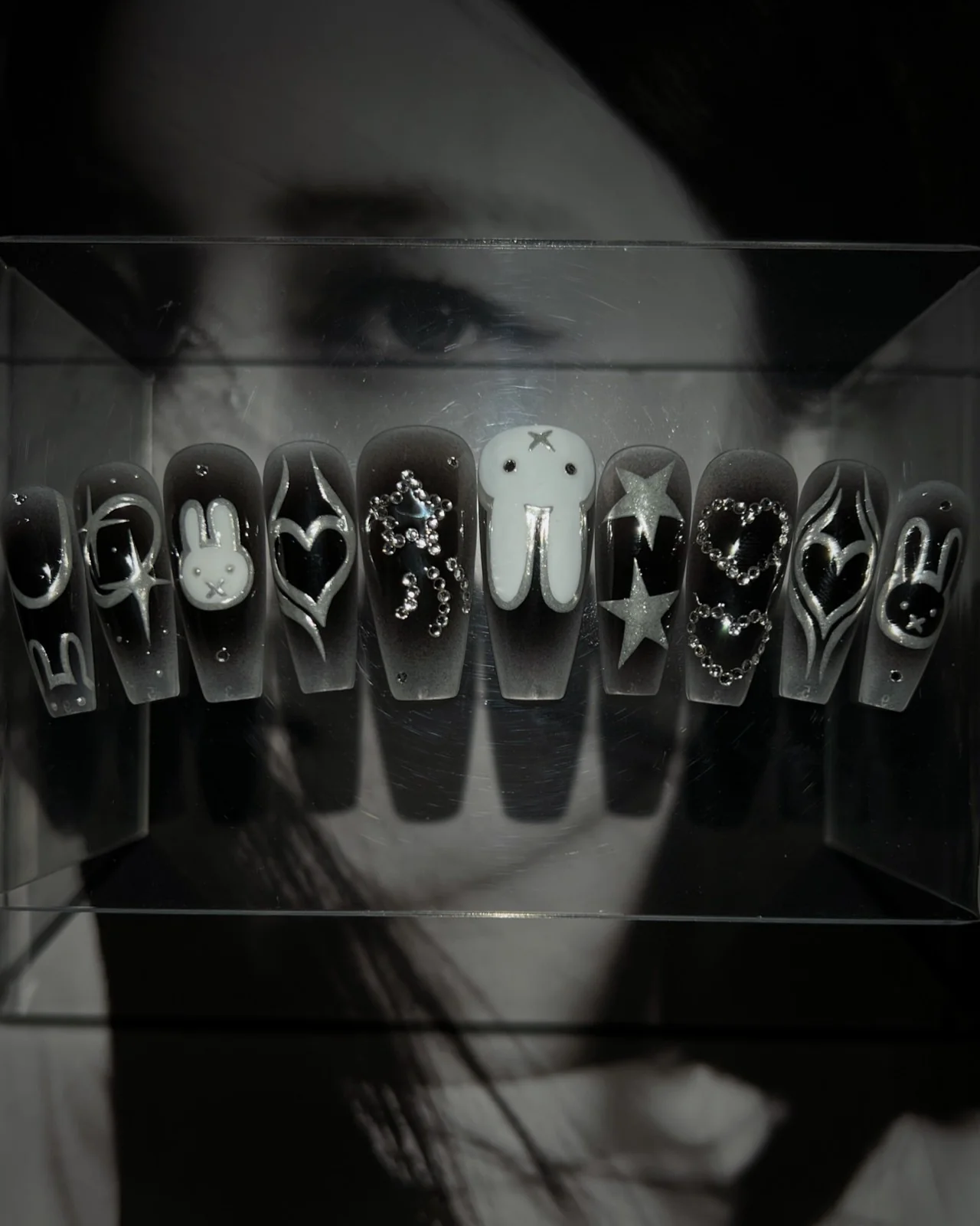 Black Denim Bunny - Nail Gallerys