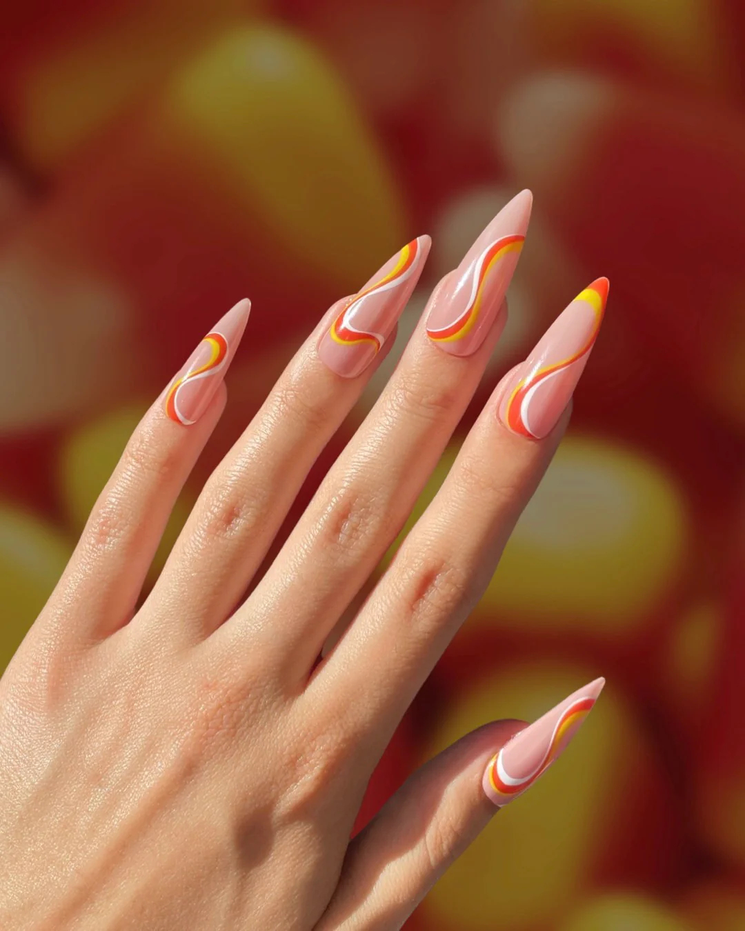 Candy Corn Swirls - Nail Gallerys