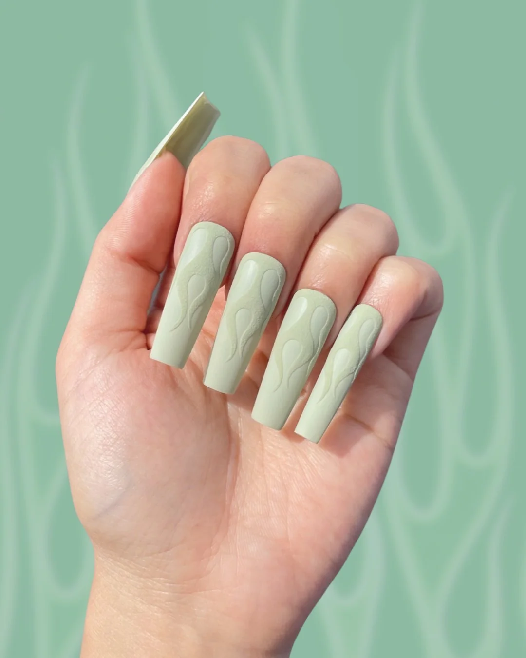 Baby Green Velvety Flames - Nail Gallerys