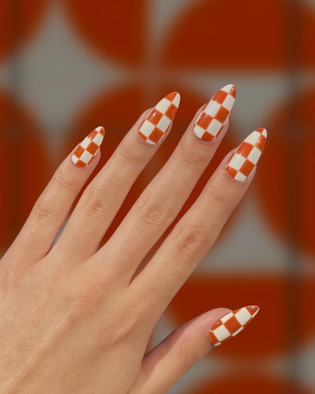 Burnt Sienna Checkers - Nail Gallerys