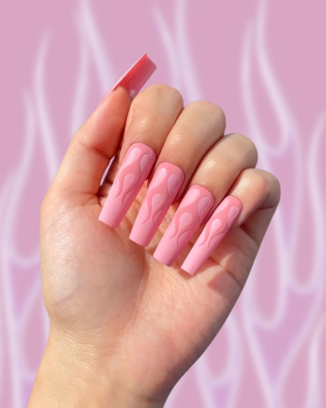 Baby Pink Velvety Flames - Nail Gallerys