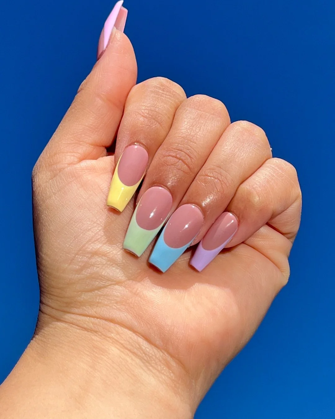 Pastel Rainbow French - Nail Gallerys