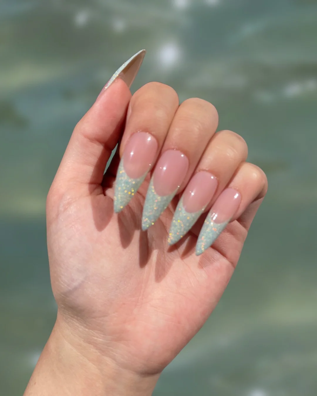 Sparkling Sage French - Nail Gallerys