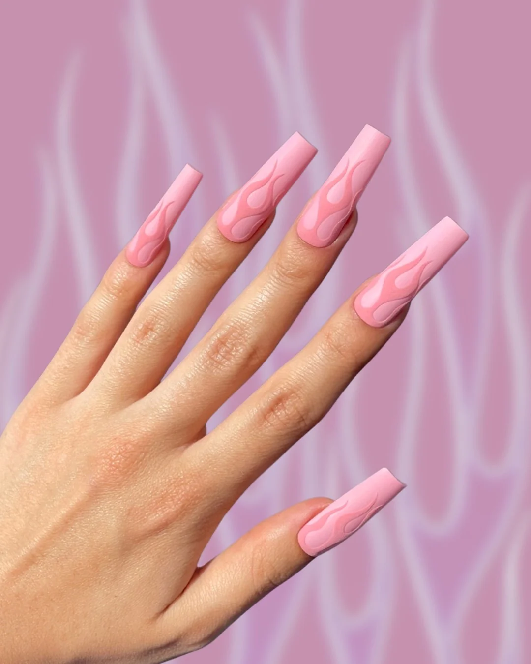 Baby Pink Velvety Flames - Nail Gallerys