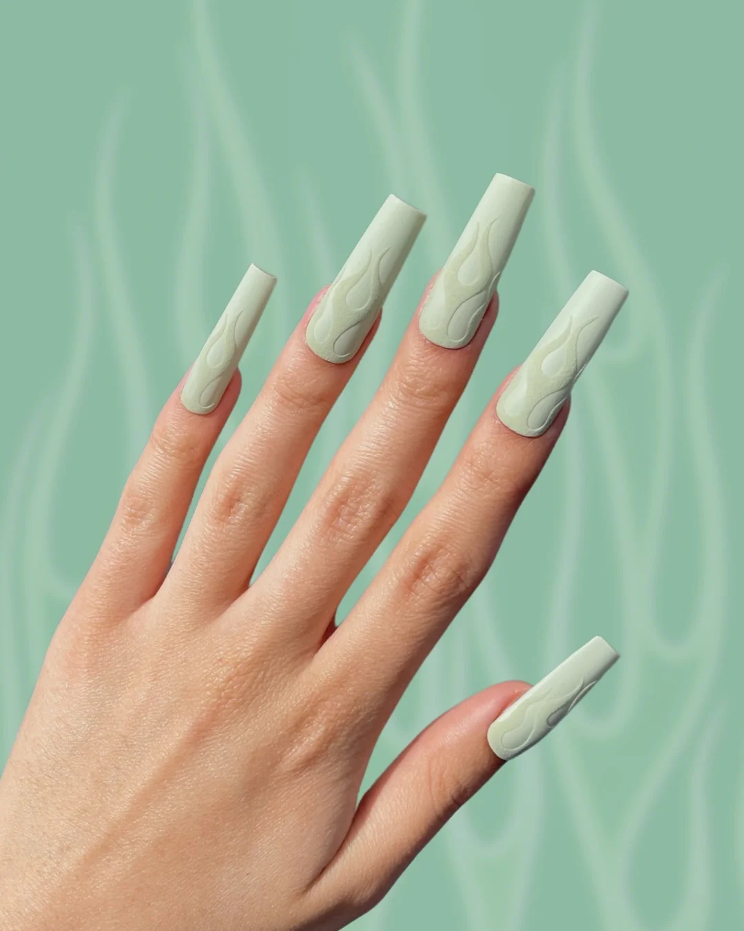 Baby Green Velvety Flames - Nail Gallerys