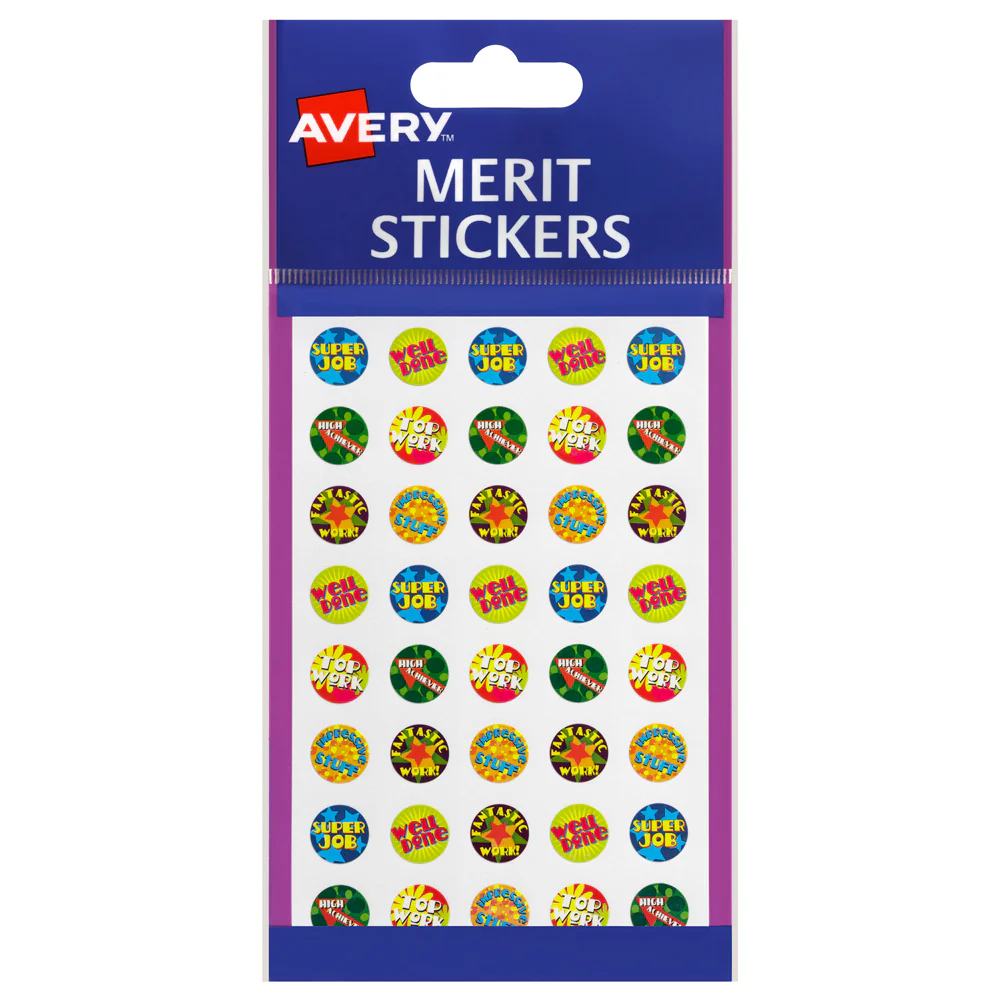 Avery Merit Stickers Mini Assorted Captions Round 13mm 800 Pack - Nail Gallerys