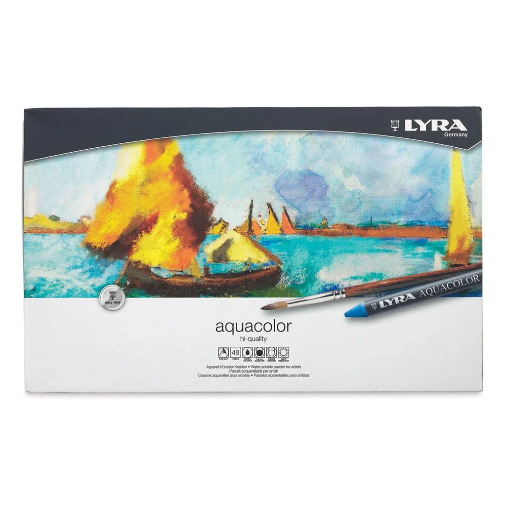 Lyra Aquacolor Water-Soluble Wax Pastels Set of 48 - Nail Gallerys