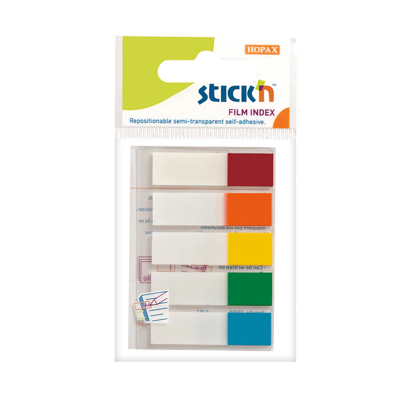 Stick'n Film Index Flags Neon Tips 45x12mm 100 Flags 5 Colours - Nail Gallerys