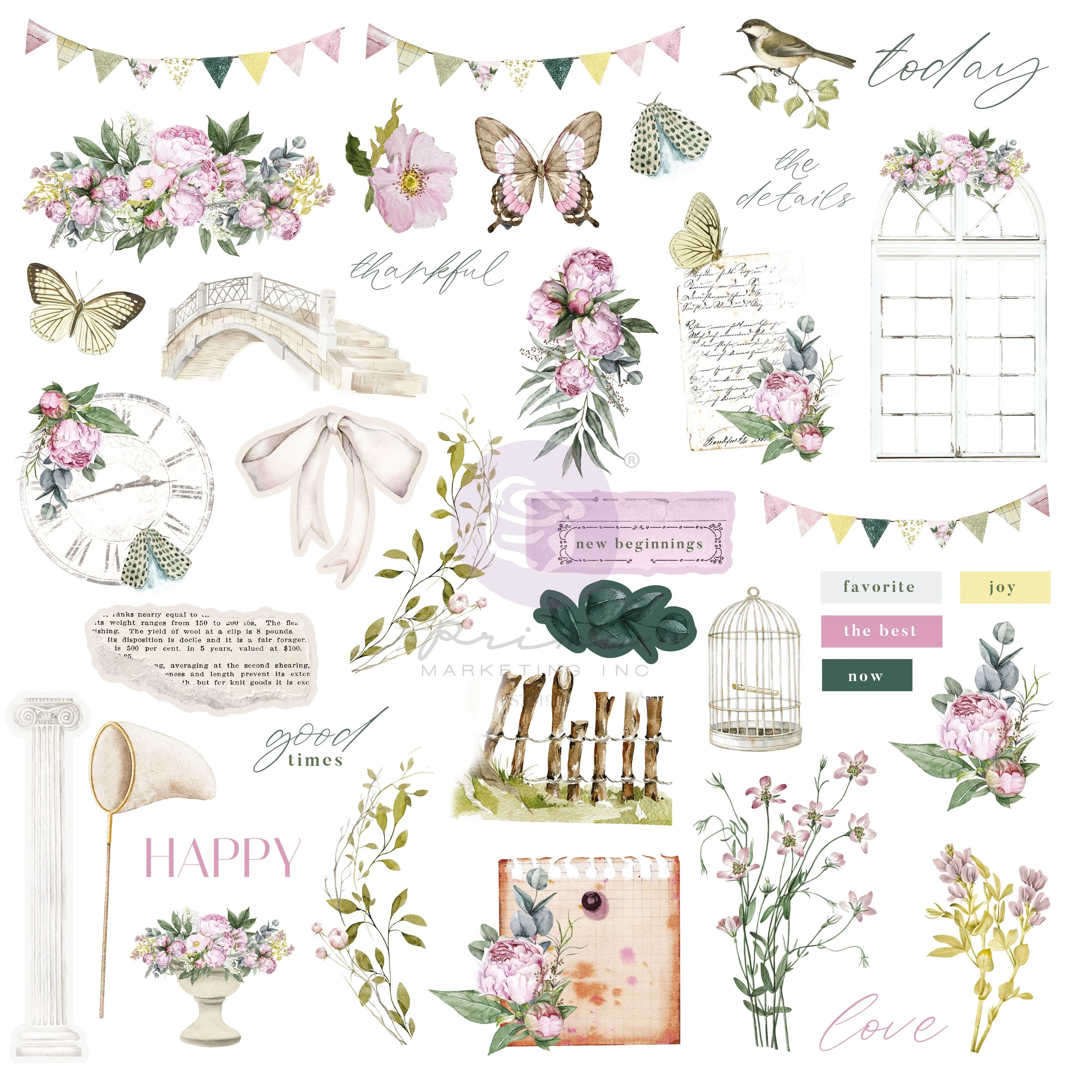 Prima Marketing Serene Petals Vintage Flutter Ephemera Pack of 78 Pieces - Nail Gallerys