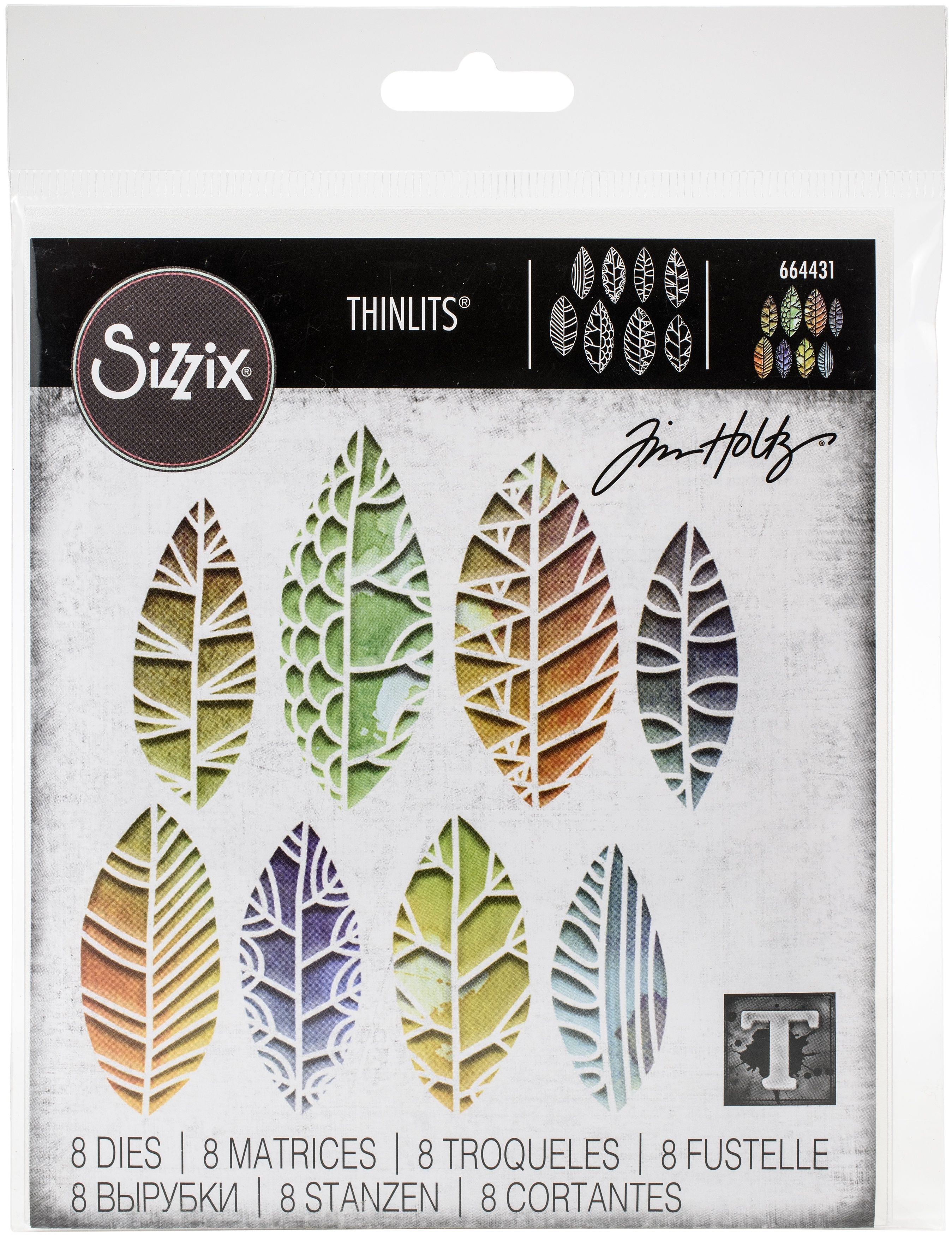 Sizzix by Tim Holtz Cut-Out Leaves Thinlits Dies 8 Pieces - Nail Gallerys