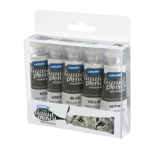 Derivan Liquid Pencil Set 5x12ml Rewettable - Nail Gallerys