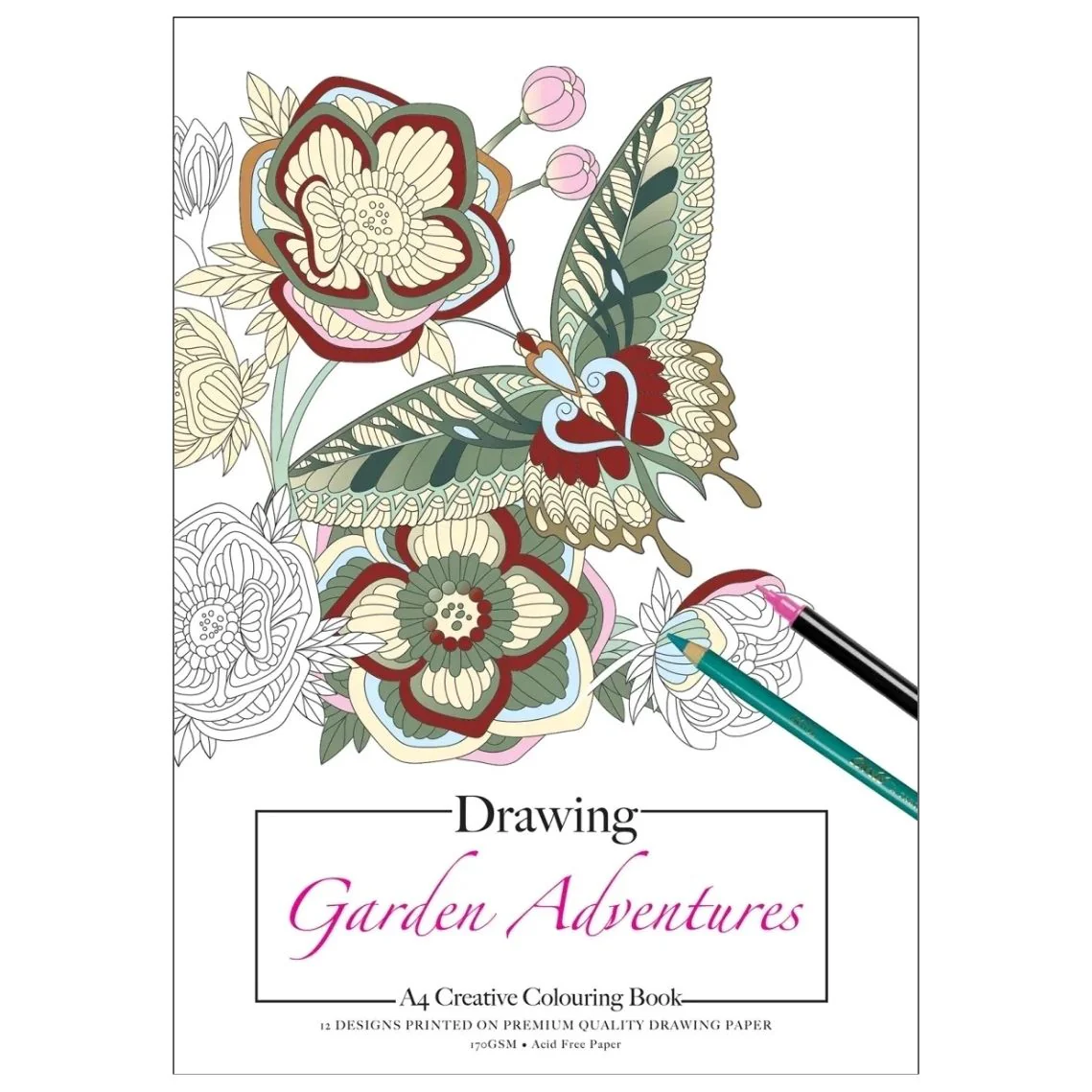 Jasart A4 12 Sheets Garden Adventures Adult Drawing Book - Nail Gallerys