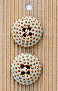 Incomparable Buttons - Aqua/brown Round Spot - Card of 2 - Nail Gallerys