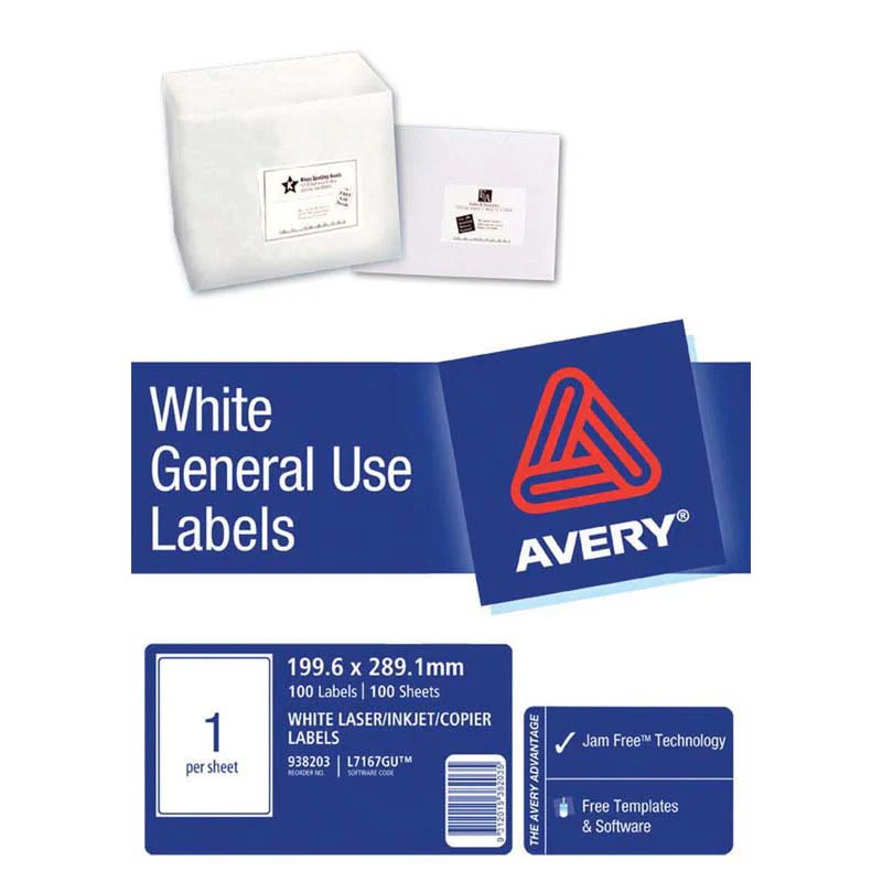 Avery Laser/inkjet/copier Label General Use A4 100 Sheets - Nail Gallerys