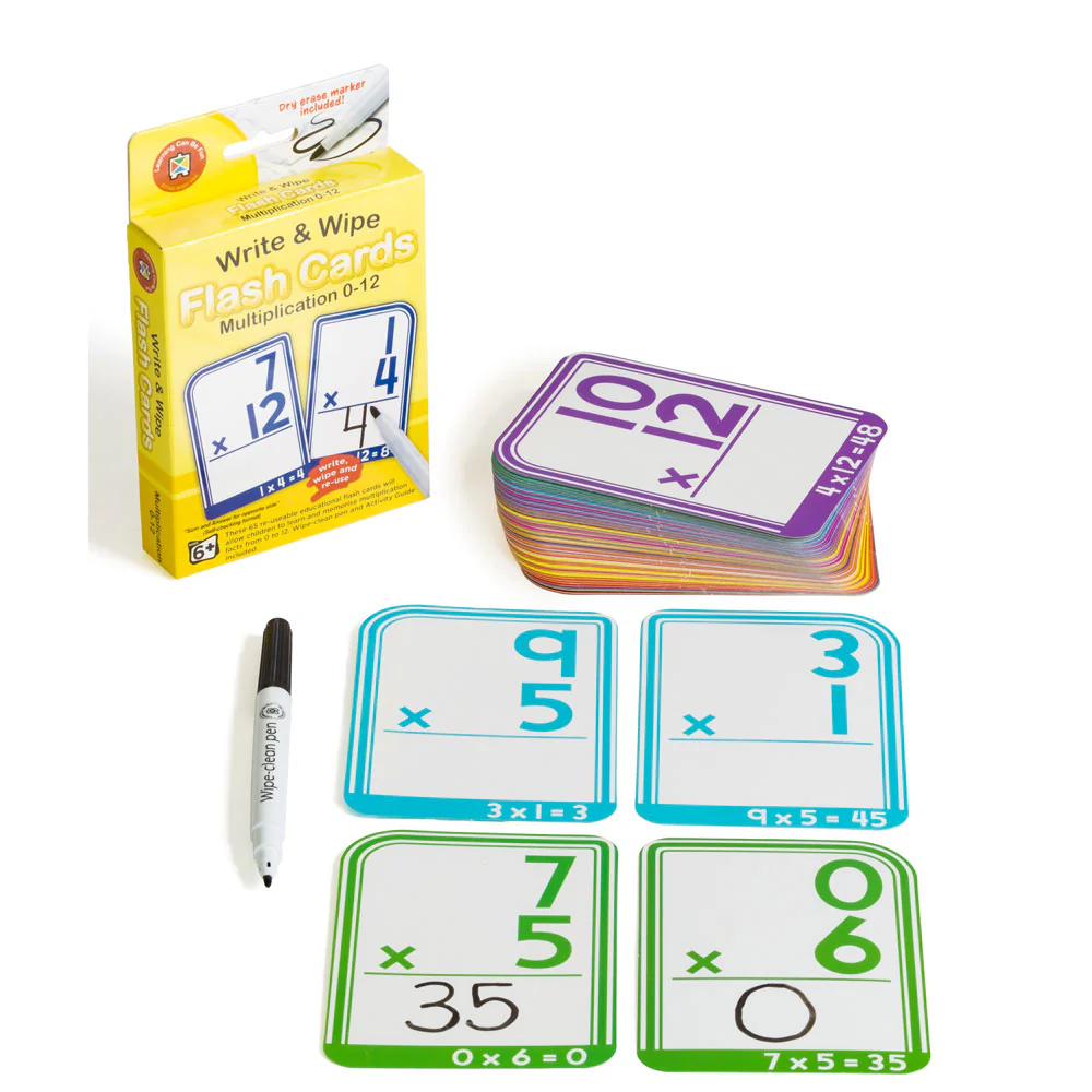 Learning Can Be Fun Write & Wipe Multiplication Flashcards With Marker - Nail Gallerys