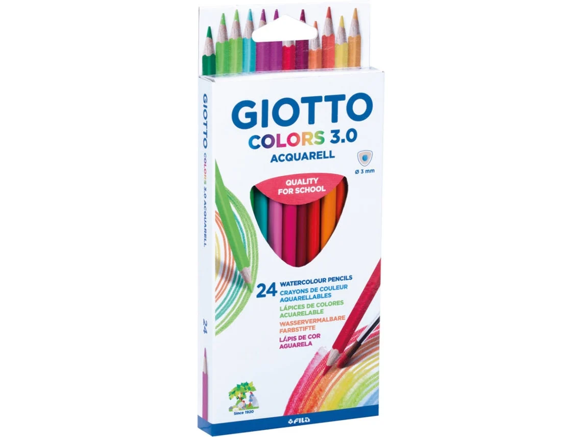 Giotto 3.0 Assorted Aquarell Colouring Pencils Pack of 24 - Nail Gallerys
