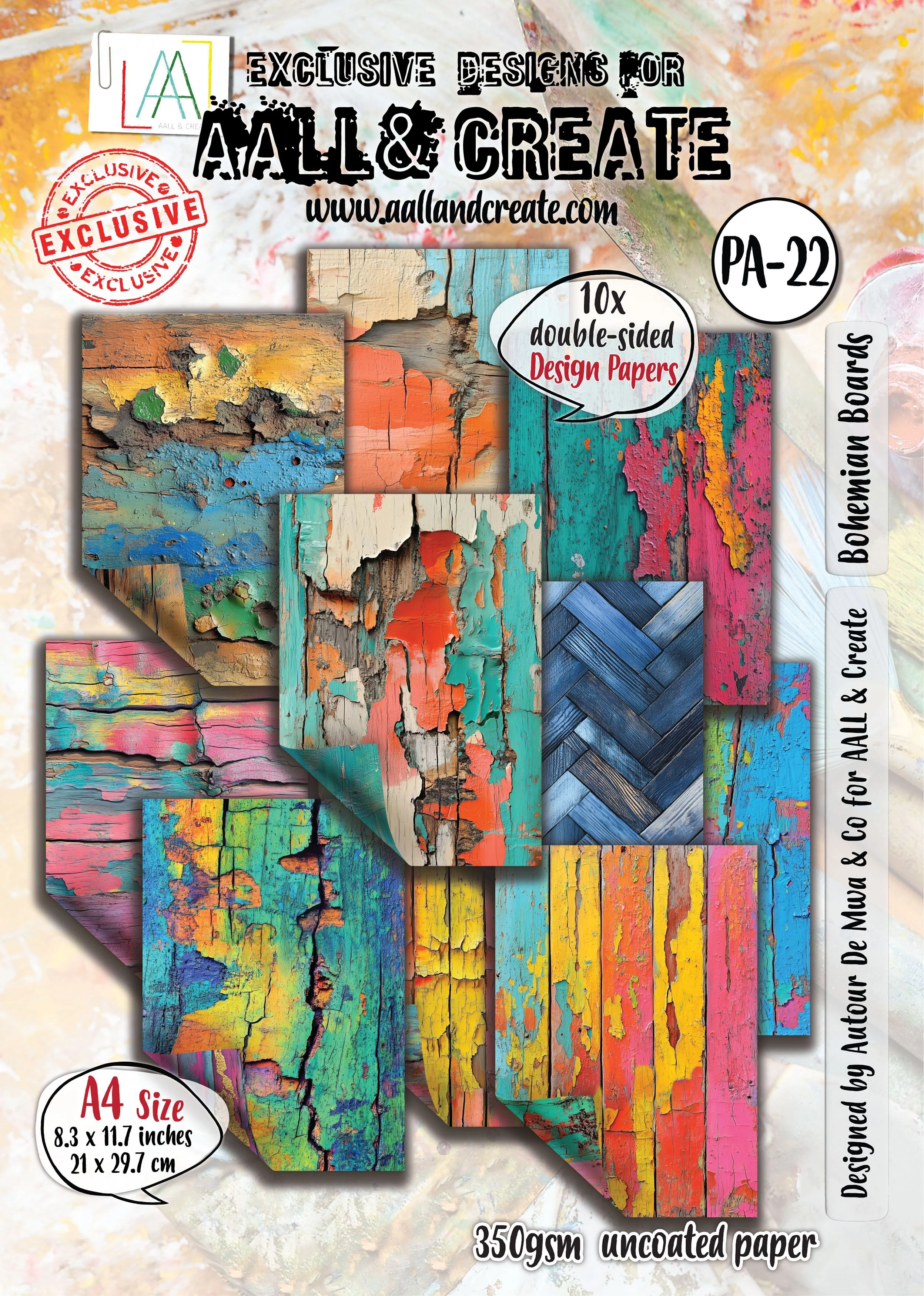 AALL And Create Double-Sided A4 350gsm Bohemian Boards Cardstock Pack of 10 - Nail Gallerys
