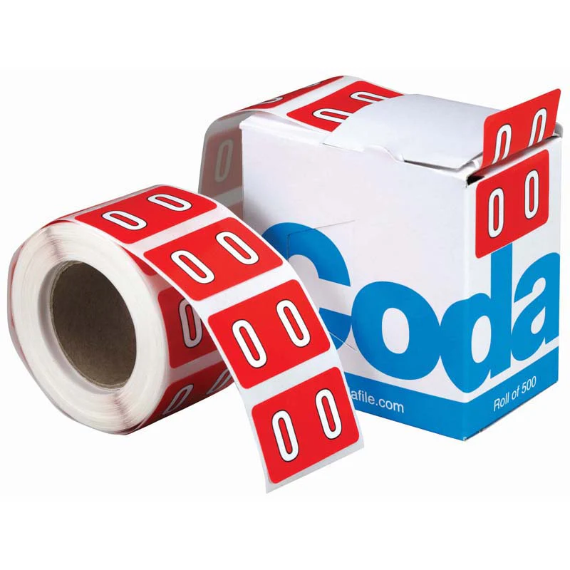 Codafile Label Numeric 0 25mm Roll 500 - Nail Gallerys