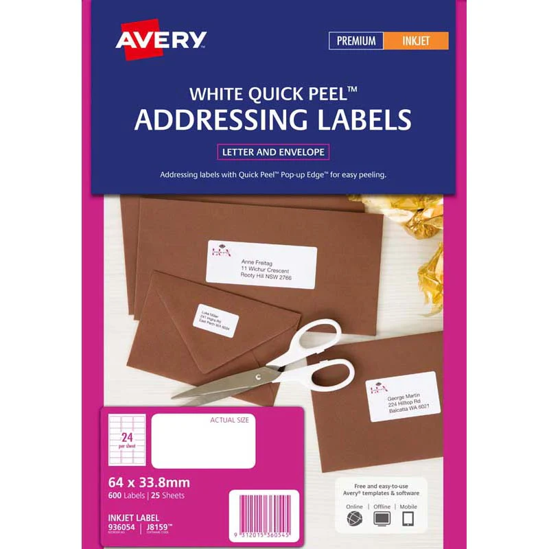Avery Addressing Inkjet Label J8159-25 25 Sheets - Nail Gallerys