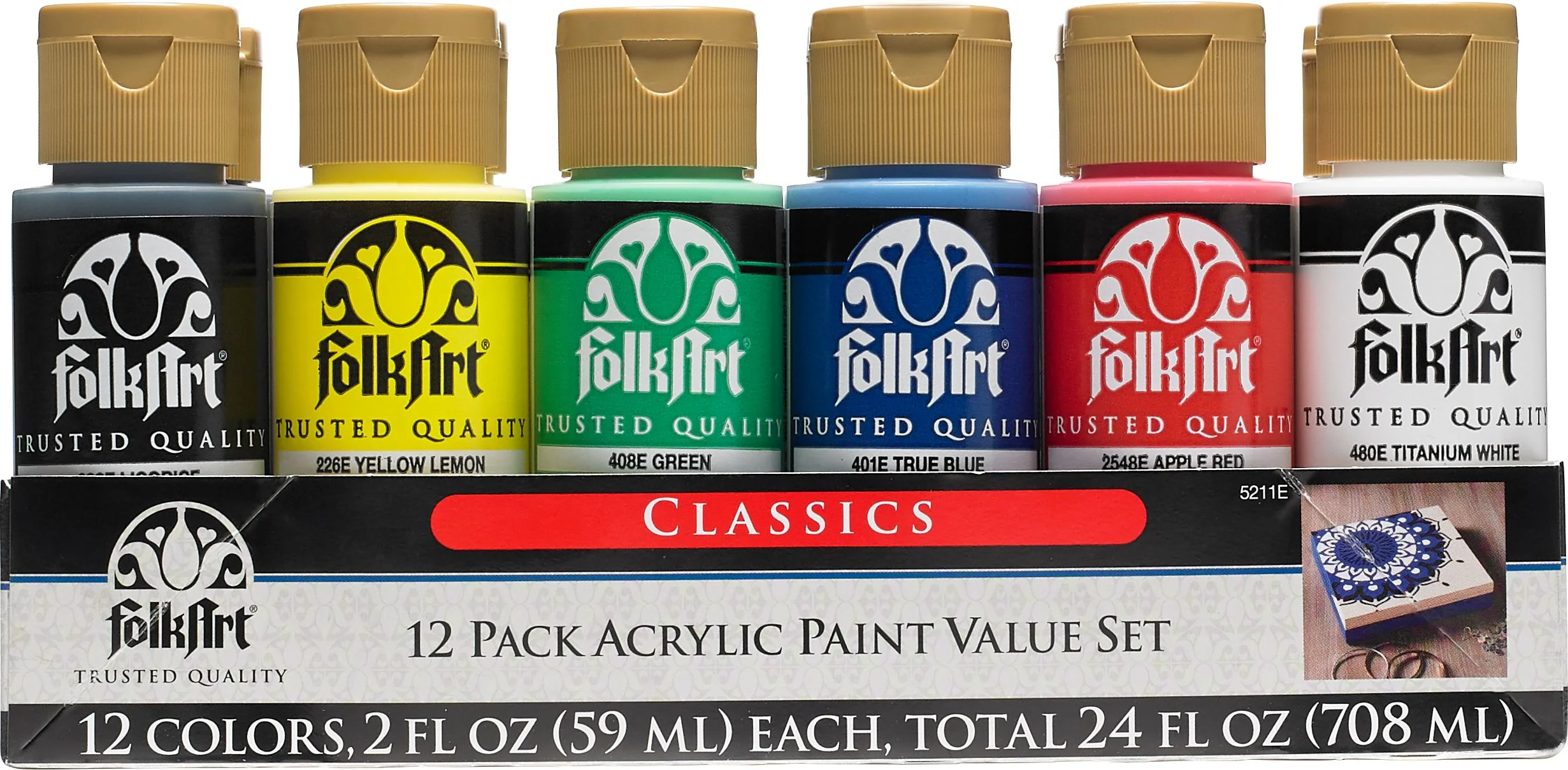 FolkArt Acrylic 59ml Classic Paints - Set Of 12 - Nail Gallerys