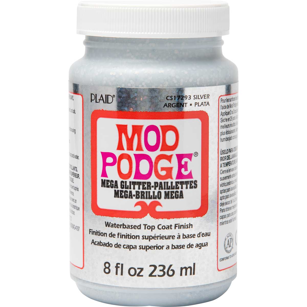Mod Podge 237ml Mega Glitter Silver - Nail Gallerys