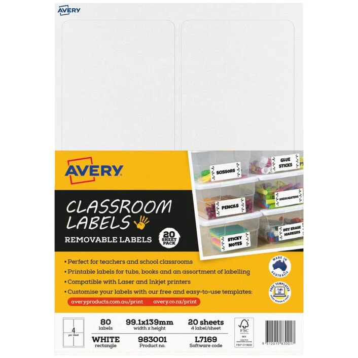 Avery Classroom Labels 4up 20 Sheets - Nail Gallerys