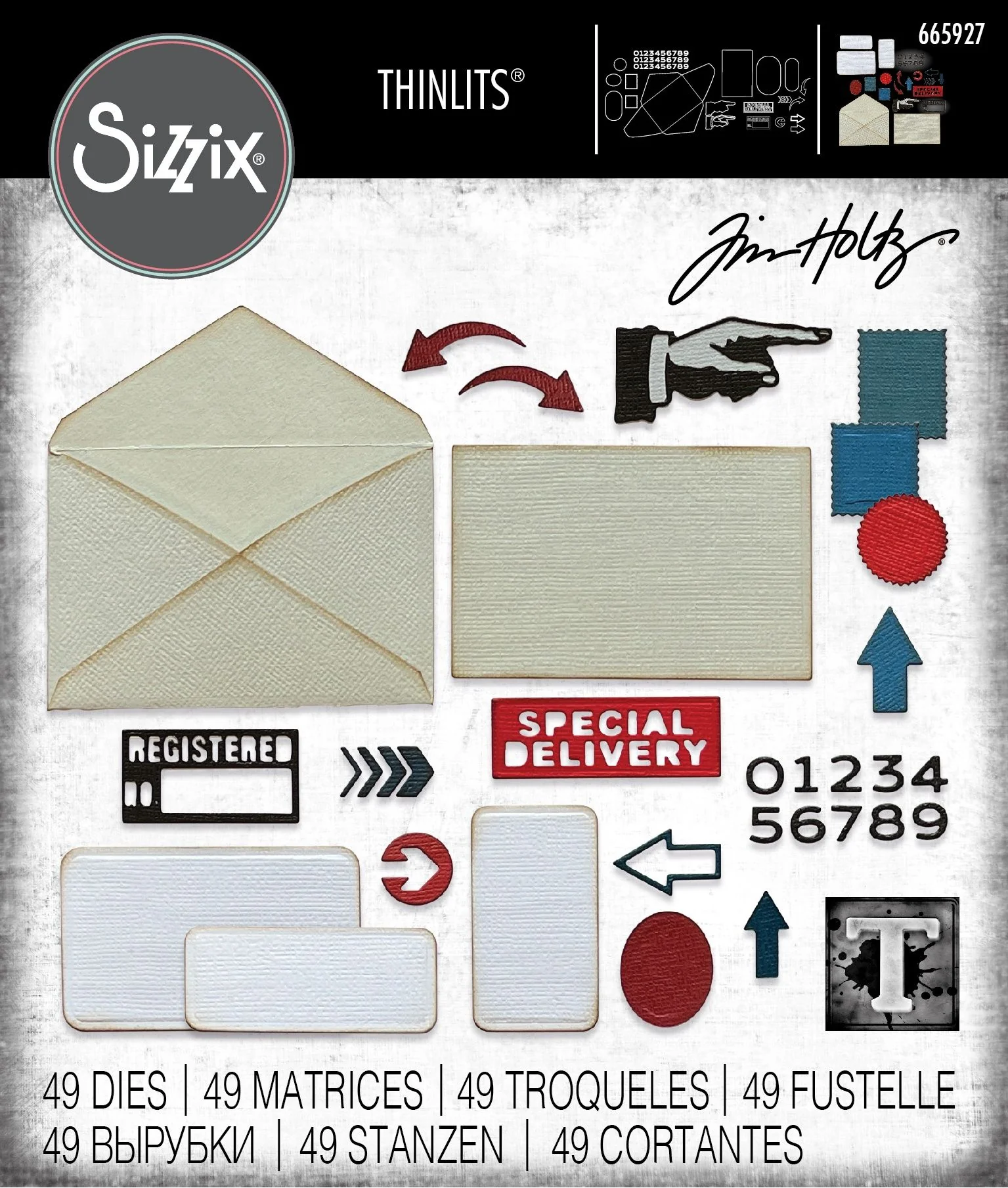 Sizzix by Tim Holtz Postale Thinlits Dies 48 Pieces - Nail Gallerys