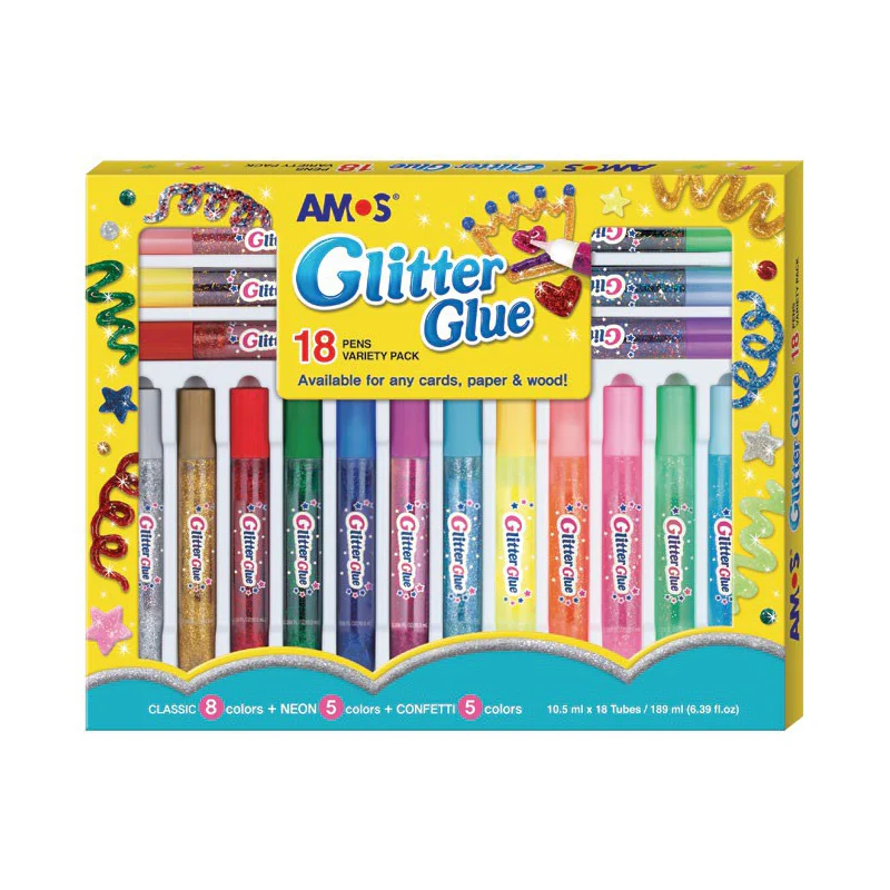 Amos 10.5ml Glitter Glues Set of 18 - Nail Gallerys