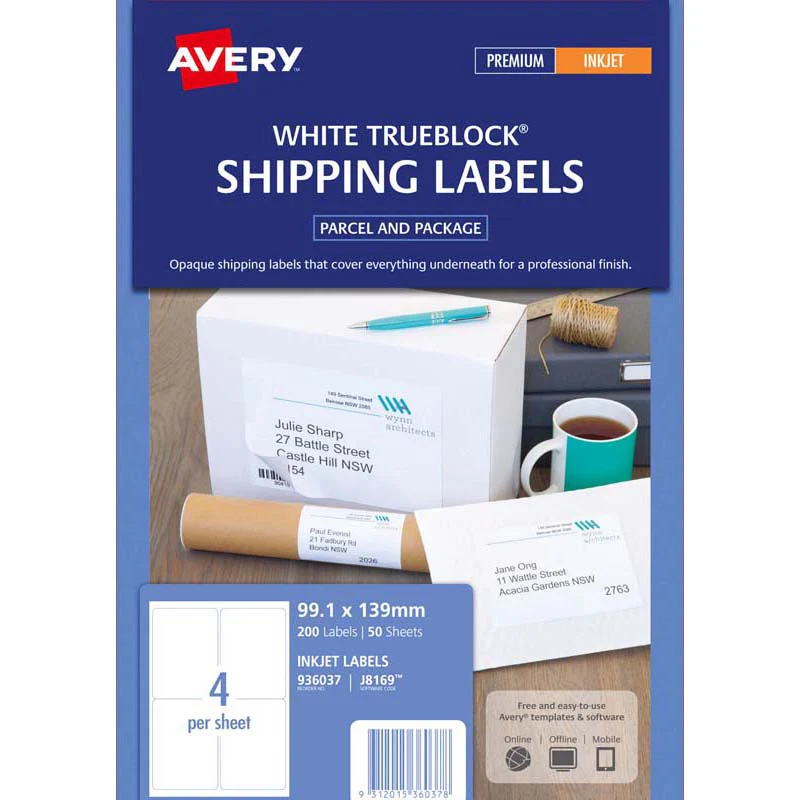 Avery Shipping Inkjet Labels J8169-50 Inkjet 50 Sheets - Nail Gallerys