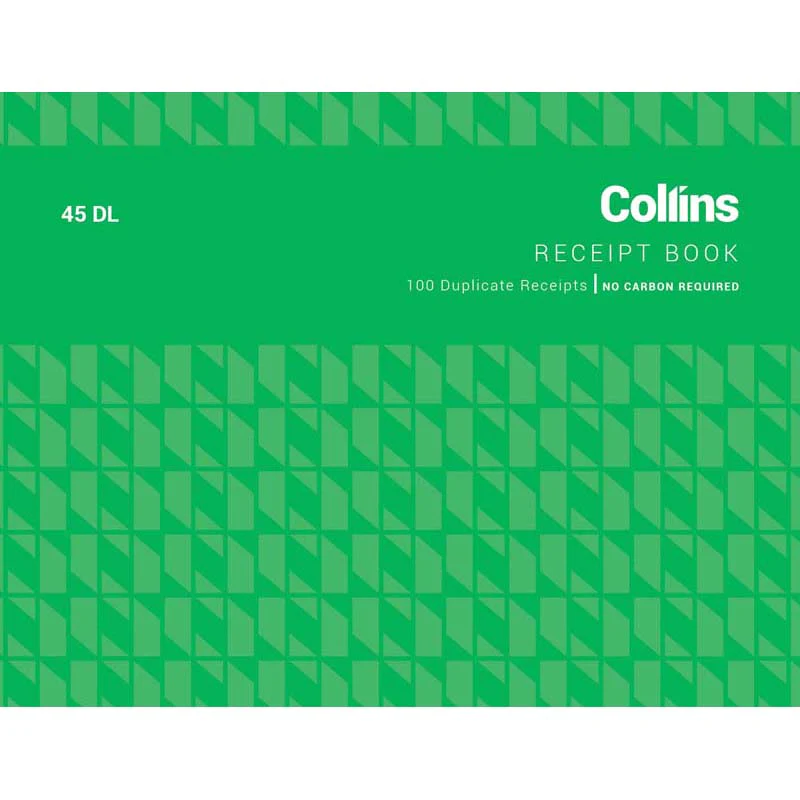 Collins Cash Receipt Book 45dl Duplicate No Carbon Required - Nail Gallerys