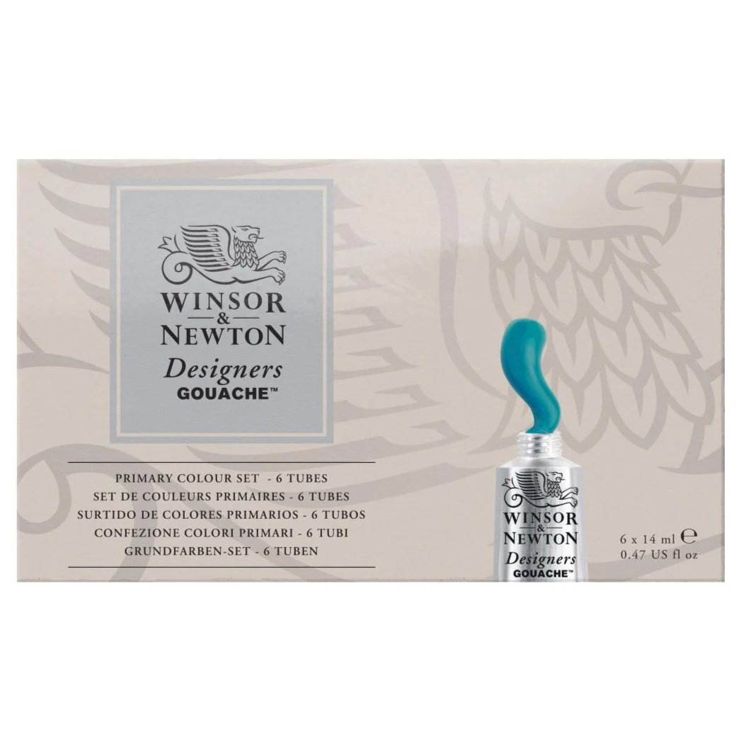 Winsor & Newton Designers 14ml Gouache Paints Primary Set Of 6 - Nail Gallerys