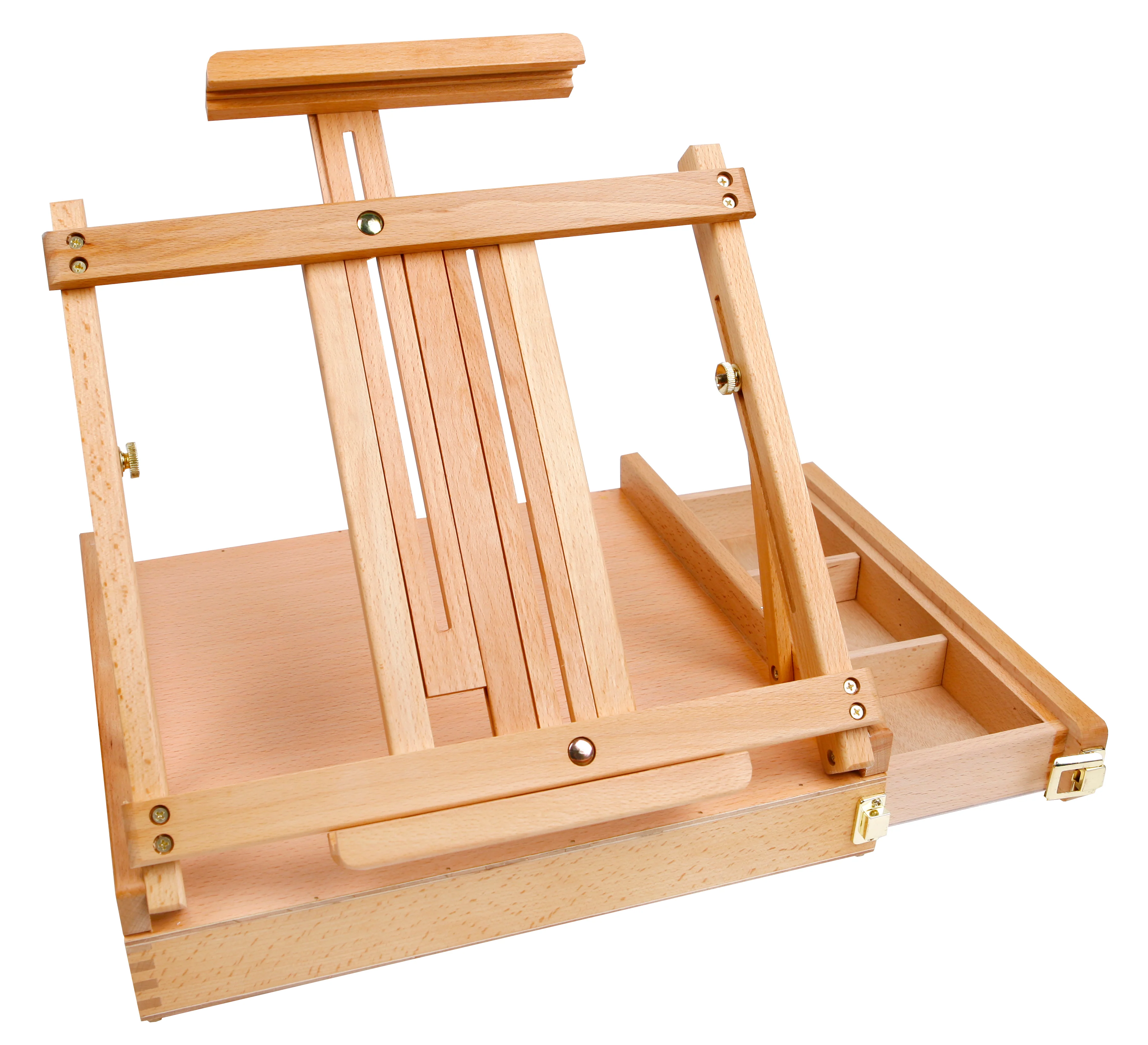 Das Beech Wood Table Top Adjustable Box Easel With Drawer 42x 36x5.6cm - Nail Gallerys