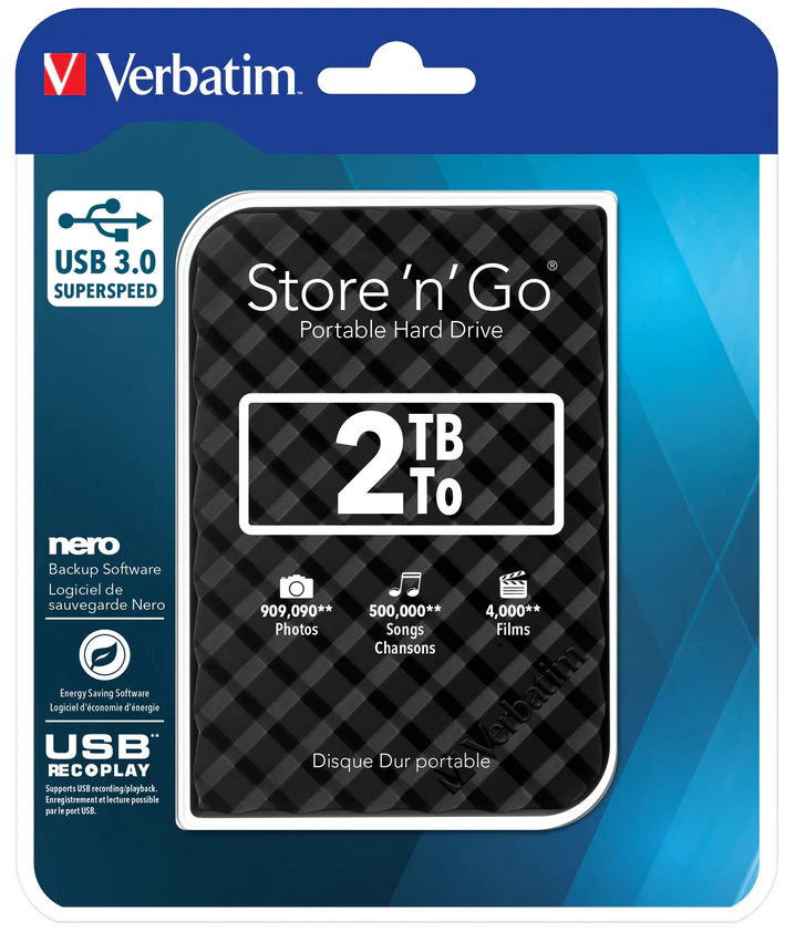 Verbatim Hard Drive Super Speed USB 3.0 2TB - Nail Gallerys