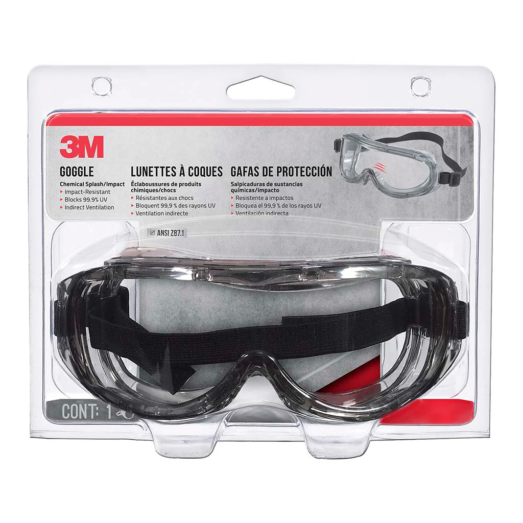 3M Professional Black Grey Goggle Chemical Splash - Nail Gallerys