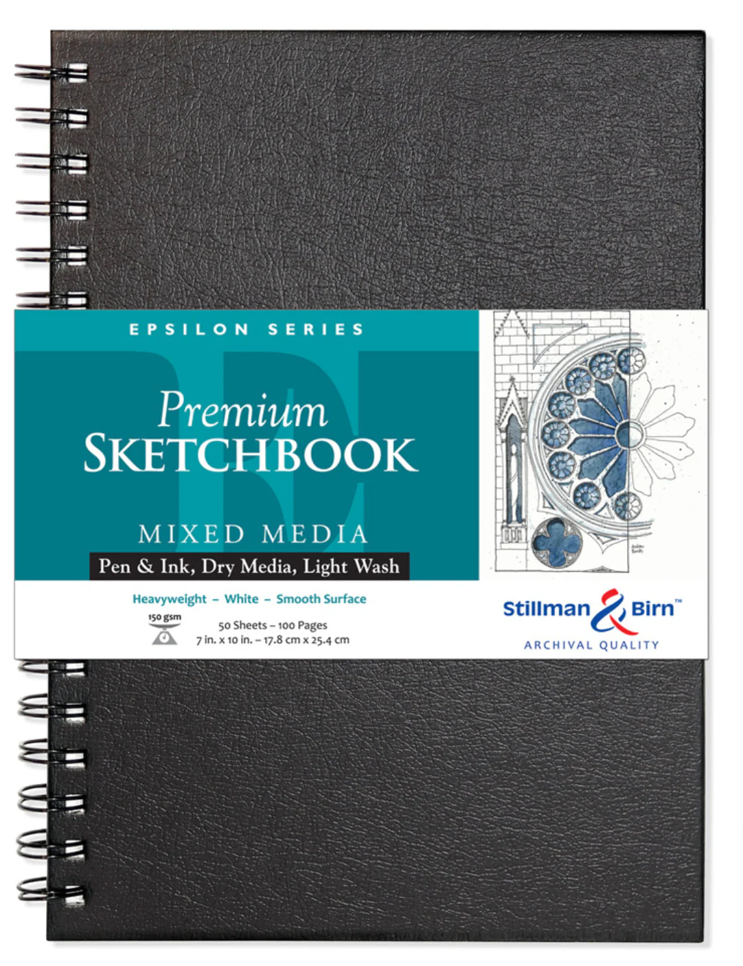 Stillman & Birn Epsilon Spiral Sketchbooks 150gsm White Plate 50 Sheets - Nail Gallerys