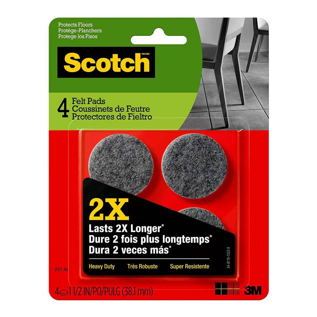 Scotch Heavy Duty 3.8cm Round Felt Pads Pack of 4 - Nail Gallerys