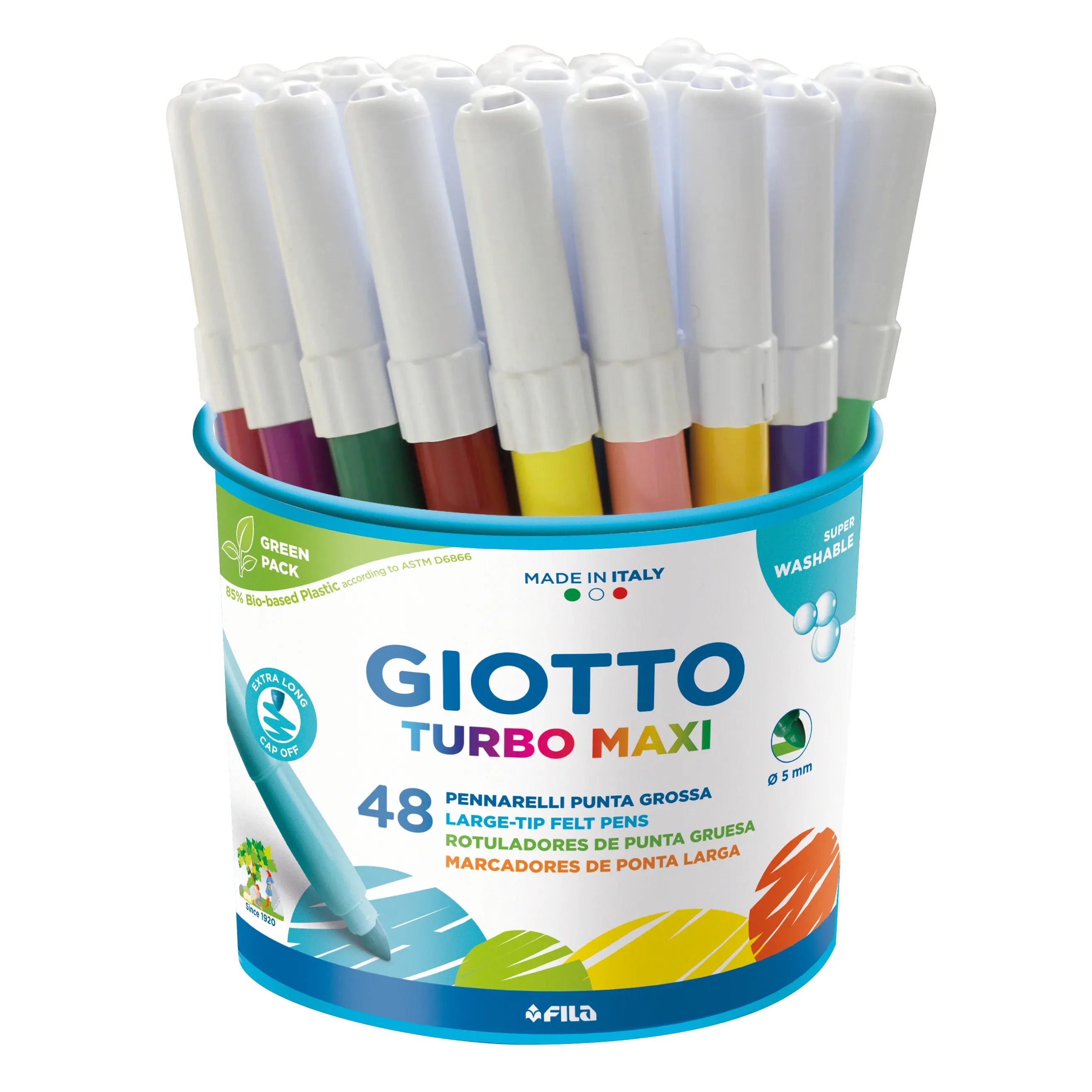 Giotto Turbo Maxi Markers Assorted Pot of 48 - Nail Gallerys